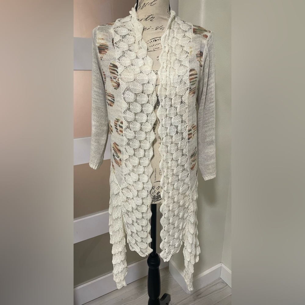 Cream Open-Knit Cardigan by Nicole Sabbattini NWOT